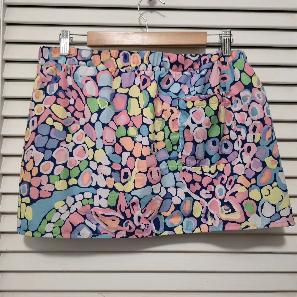Lilly Pulitzer Nadia LUXLETIC Skort Large Pink Blue Peach Yellow Green Purple